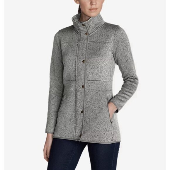 Eddie Bauer Jacket Womens Large Gray Radiator Fleece 2.0 Snap Zip Front Outdoor - Picture 1 of 7